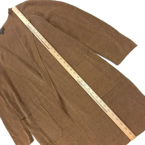 J CREW Long Linen Knit Juliette Collarless Sweater Blazer Old Money Medium Brown - Picture 4 of 7